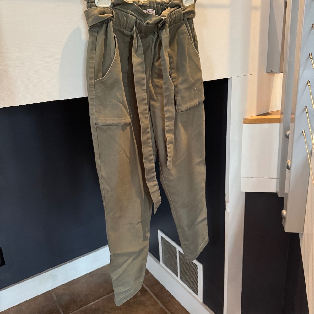 BCBG Olive Green Paper Bag Pant